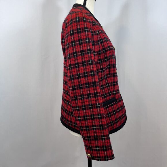 Pendleton wool red tartan plaid vintage blazer button jacket womens sz 10 - Picture 6 of 10